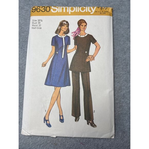 Simplicity 9630 Dress & Tunic Pants Pattern Size 16 1/2 Uncut - Picture 5 of 5